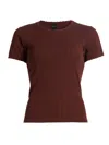 Leset Women's Pointelle Crewneck T-shirt In Brown