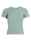 Leset Women's Pointelle Crewneck T-shirt In Green