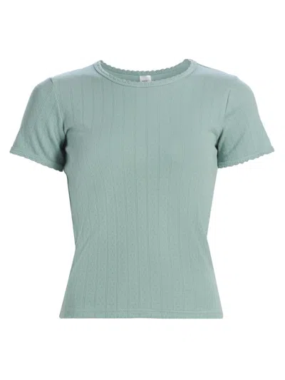 Leset Women's Pointelle Crewneck T-shirt In Green