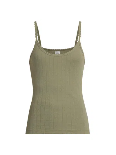 Leset Women's Pointelle-knit Classic Tank In Green
