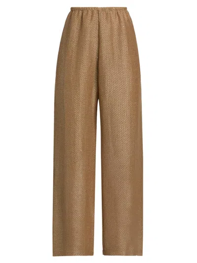 Leset Women's Stella Wide-leg Linen-blend Pants In Brown