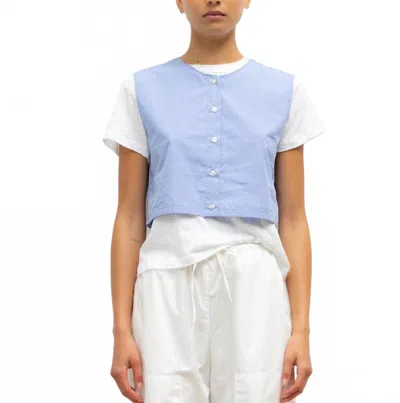 Leset Women's Yoshi Crewneck Vest In Ocean/parchment In Blue
