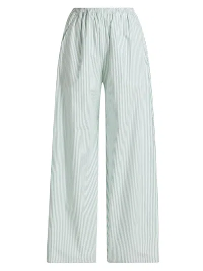 Leset Women's Yoshi Striped Cotton-blend Wide-leg Pants In Blue