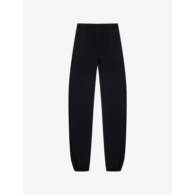 Leset Womens  Teddy Elasticated-cuff Woven Jogging Bottoms In Black