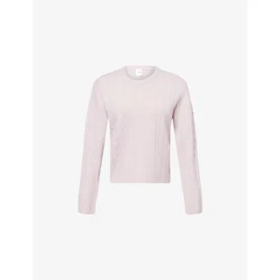 Leset Womens Desert Rose Zoe Cable-knit Lambs Wool-blend Jumper