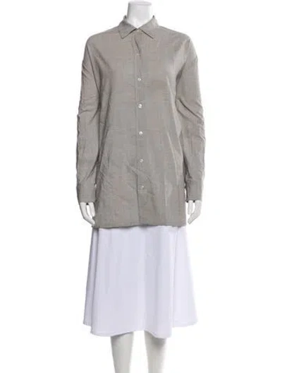 Pre-owned Leset Wool Long Sleeve Button-up Top In Gray