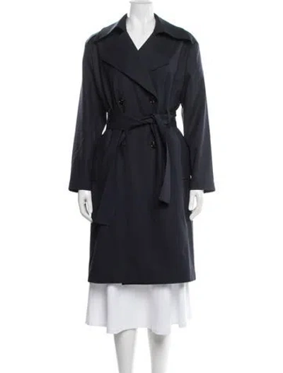 Pre-owned Leset Wool Trench Coat W/ Tags In Blue