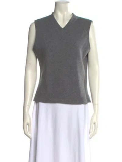 Pre-owned Leset Wool V-neck Sweater In Gray