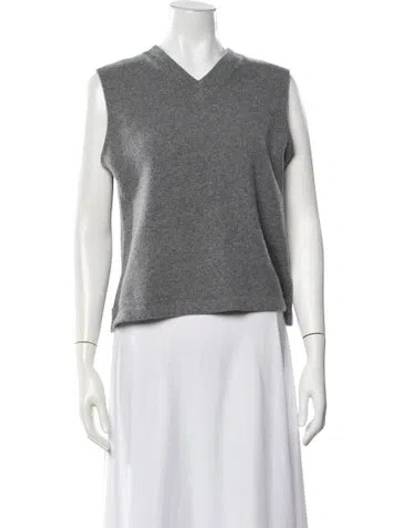 Pre-owned Leset Wool V-neck Sweater W/ Tags In Gray