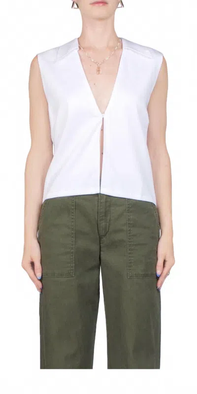 Leset Yoko Collared Button Tank In White