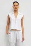 Leset Yoko Collared Button Tank In White