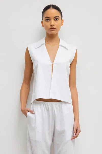 Leset Yoko Collared Button Tank In White