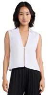 Leset Yoko Collared Button Tank In White In White