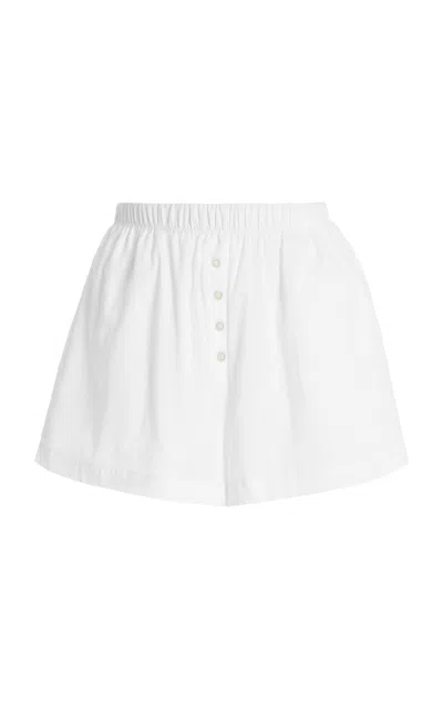 Leset Yoko Cotton Boxer Shorts In White