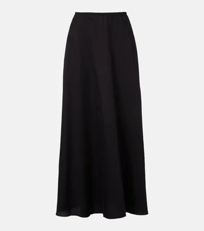 Leset Yoko Cotton Maxi Skirt In Black
