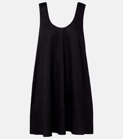 Leset Yoko Cotton Poplin Minidress In Black