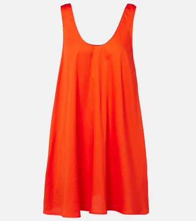 Leset Yoko Cotton Poplin Minidress In Orange