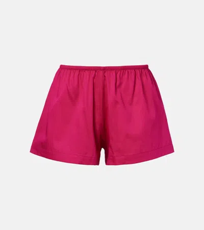 Leset Yoko Cotton Poplin Shorts In Pink