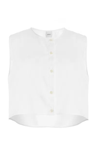 Leset Yoko Cropped Cotton Vest In White
