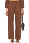 Leset Yoko Drawstring Pant In Brown