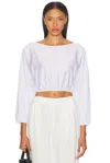 Leset Yoko Long Sleeve Blouson Top In White