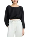 Leset Yoko Long Sleeve Blouson Top In Black