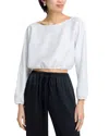 Leset Yoko Cropped Gathered Cotton-poplin Top In White