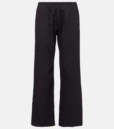 Leset Yoko Mid-rise Cotton Wide-leg Pants In Black