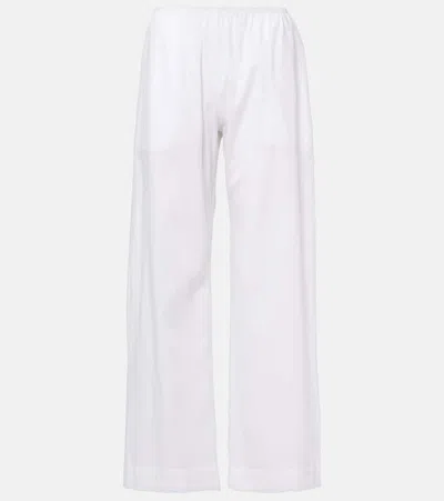 Leset Yoko Mid-rise Cotton Wide-leg Pants In White