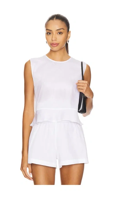 Leset Yoko Peplum Top In White