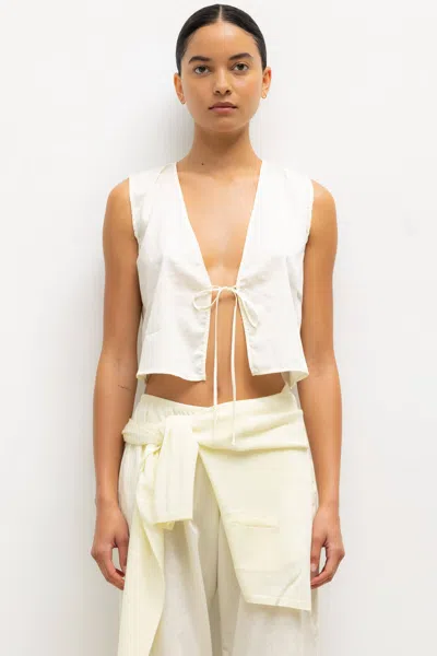 Leset Yoko Tie Top In White