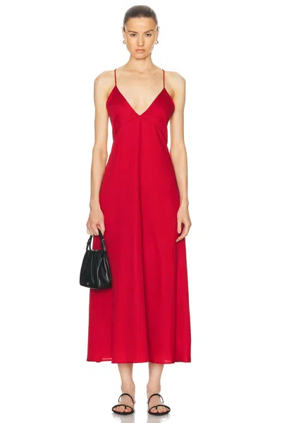 Leset Yoko V Midi Dress In Red