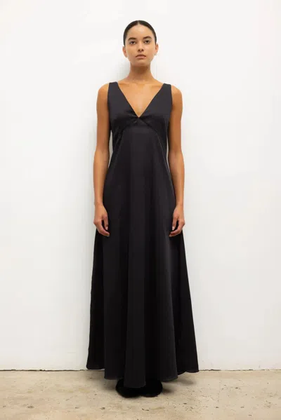 Leset Yoko V Neck Maxi Dress In Black