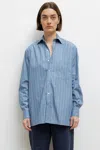 Leset Yoshi Classic Oversized Button Down In Blue