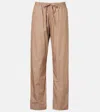 Leset Yoshi Cotton-blend Twill Wide-leg Pants In Brown