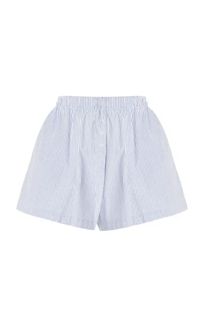 Leset Yoshi Cotton Boxer Shorts In Blue