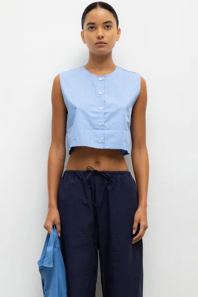 Leset Yoshi Crewneck Vest In Blue