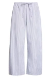 Leset Yoshi Stripe Cotton Blend Drawstring Pants In Blue