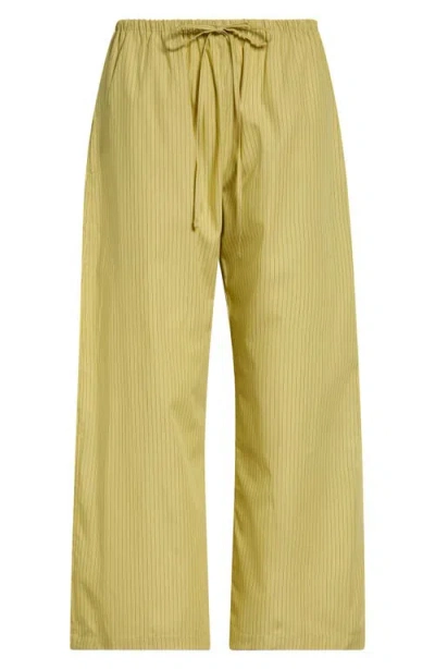 Leset Yoshi Striped Cotton And Lyocell-blend Wide-leg Pants In Yellow