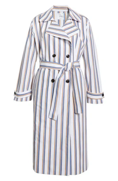 Leset Yoshi Stripe Cotton Blend Trench Coat In Multi