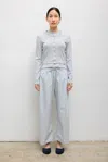 Leset Yoshi Striped Cotton-blend Wide-leg Pants In Gray