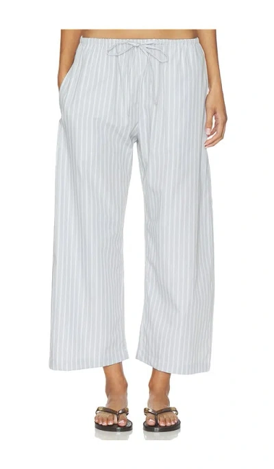 Leset Yoshi Stripe Cotton Blend Drawstring Pants In White