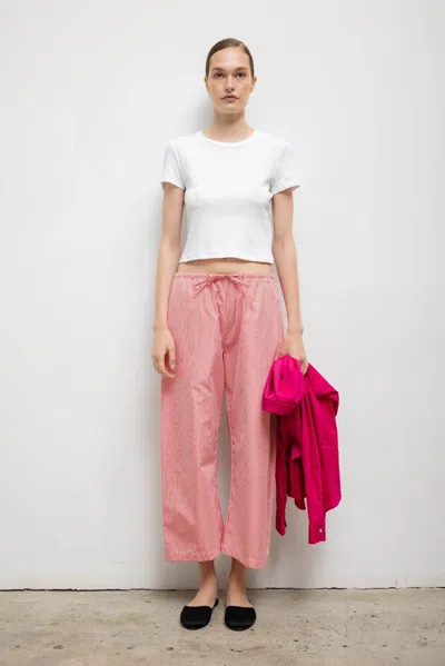 Leset Yoshi Stripe Crop Drawstring Pant In Animal Print