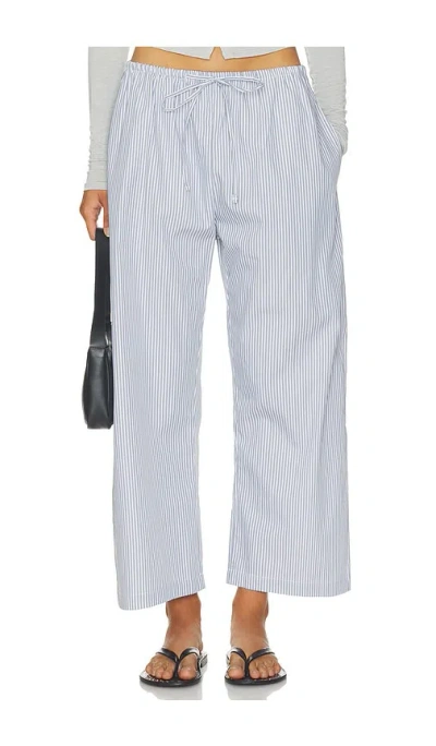 Leset Yoshi Stripe Crop Drawstring Pant In Blue