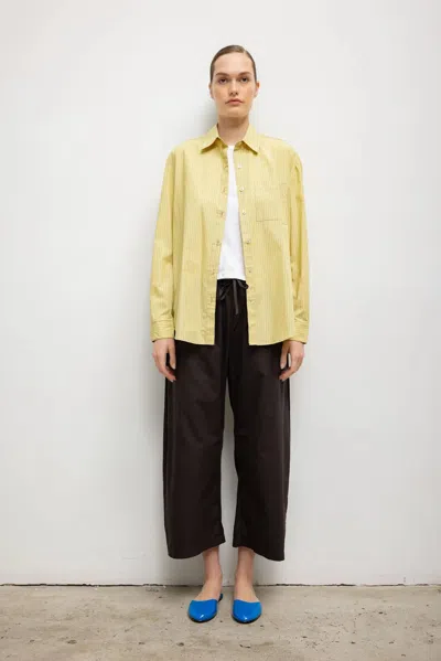Leset Yoshi Stripe Crop Drawstring Pant In Brown