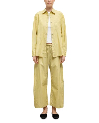Leset Yoshi Stripe Crop Drawstring Pants In Neutral