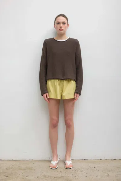Leset Yoshi Stripe Summer Short In Brown