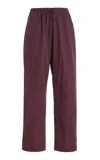 Leset Yoshi Striped Cotton-blend Drawstring Pants In Pink