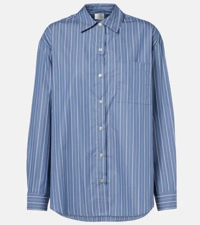 Leset Yoshi Striped Cotton-blend Poplin Shirt In Blue