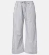 Leset Yoshi Striped Cotton-blend Wide-leg Pants In Blue